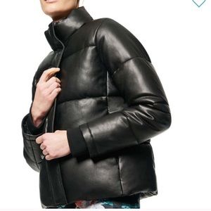 Faux leather puffer coat